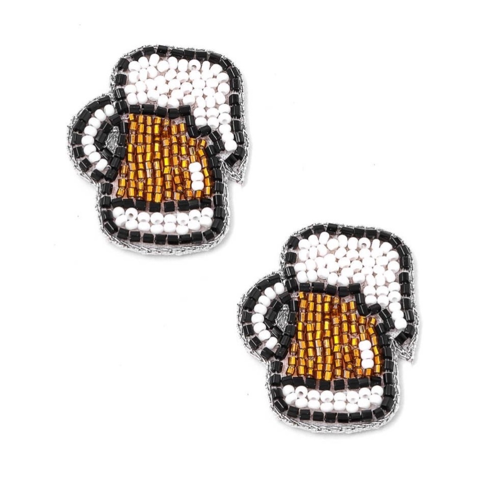 Beaded Beer Mug Earrings